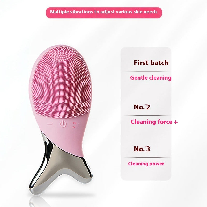 Silicone Gel Cleansing System Electric Facial Instrument Cleaning Brush Pores Inductive Therapeutical Instrument Vibration Massager