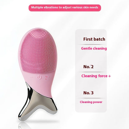 Silicone Gel Cleansing System Electric Facial Instrument Cleaning Brush Pores Inductive Therapeutical Instrument Vibration Massager