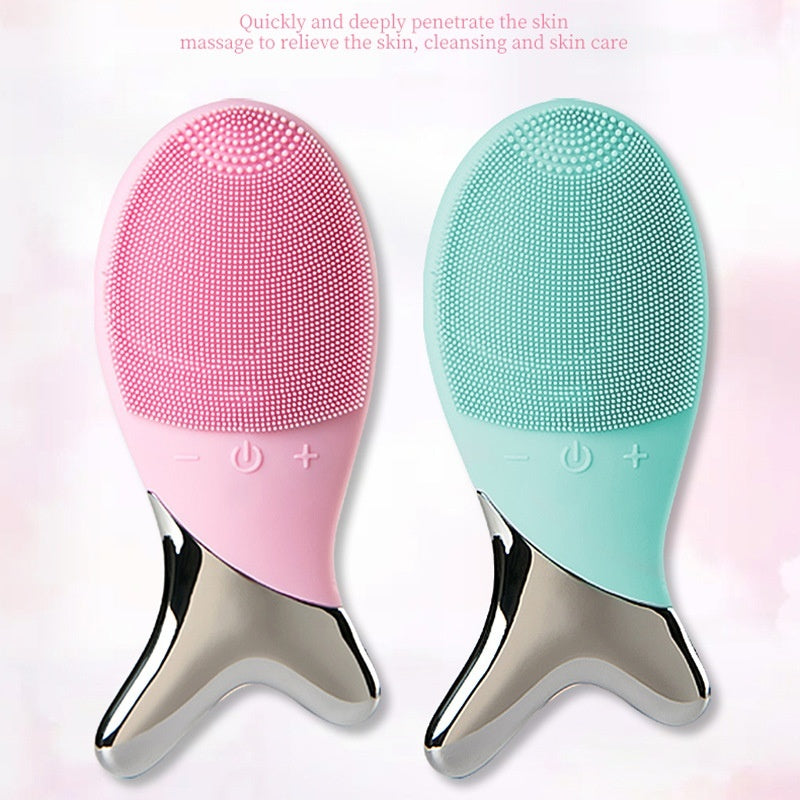 Silicone Gel Cleansing System Electric Facial Instrument Cleaning Brush Pores Inductive Therapeutical Instrument Vibration Massager