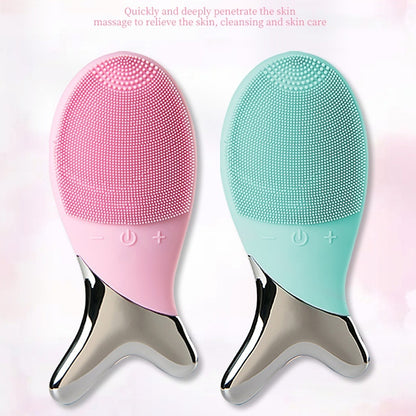 Silicone Gel Cleansing System Electric Facial Instrument Cleaning Brush Pores Inductive Therapeutical Instrument Vibration Massager