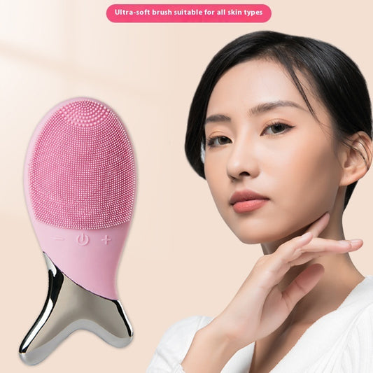 Silicone Gel Cleansing System Electric Facial Instrument Cleaning Brush Pores Inductive Therapeutical Instrument Vibration Massager